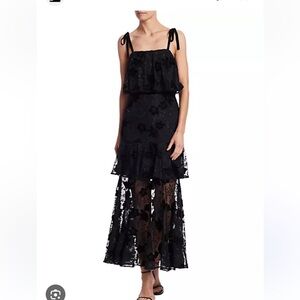 Monique Lhullier black floral lace dress size 8